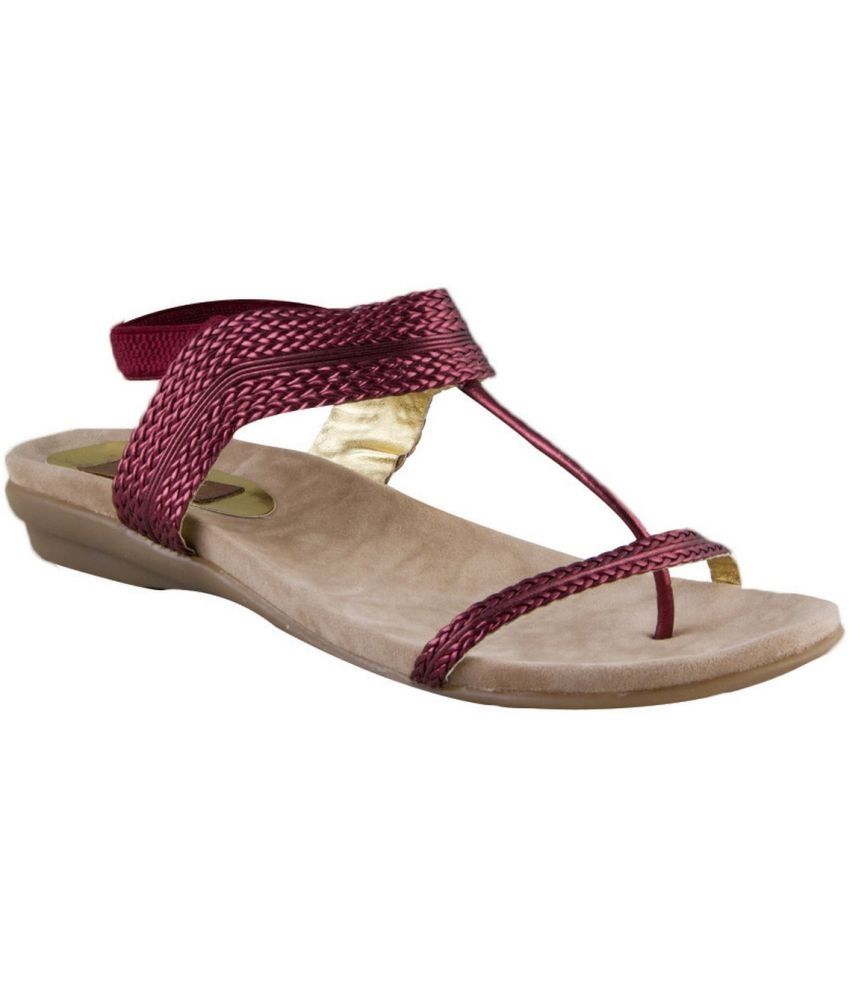 maroon flat sandals