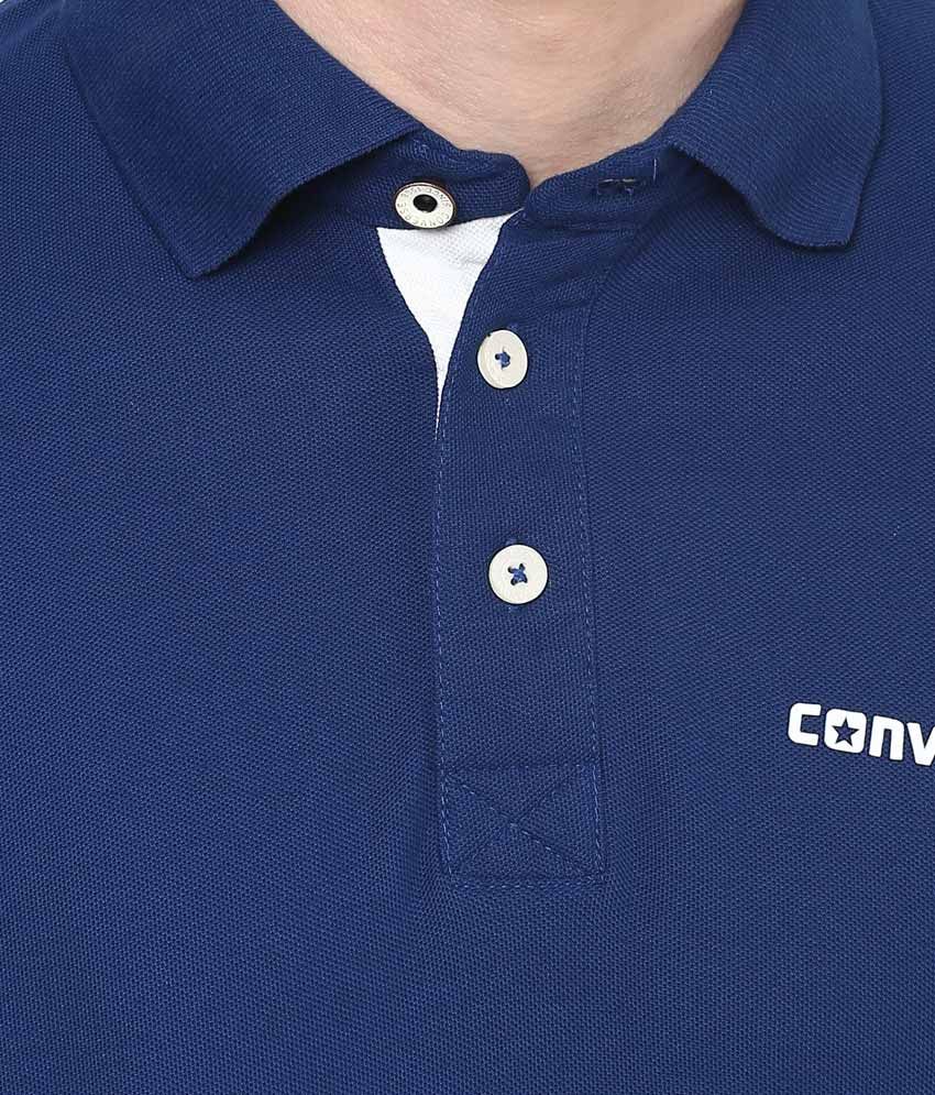 Converse Blue Half Solids Polo T Shirt Buy Converse Blue Half Solids