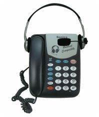 Sonics HT-882-HS Corded Landline Phone (BLACK) 