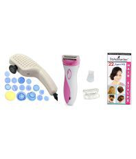 Style Maniac Combo of 19 In 1 Full Body Massager And Epilator Ak-2002  and a ultimate hair style booklet FREE  Epilator ( Pink )
