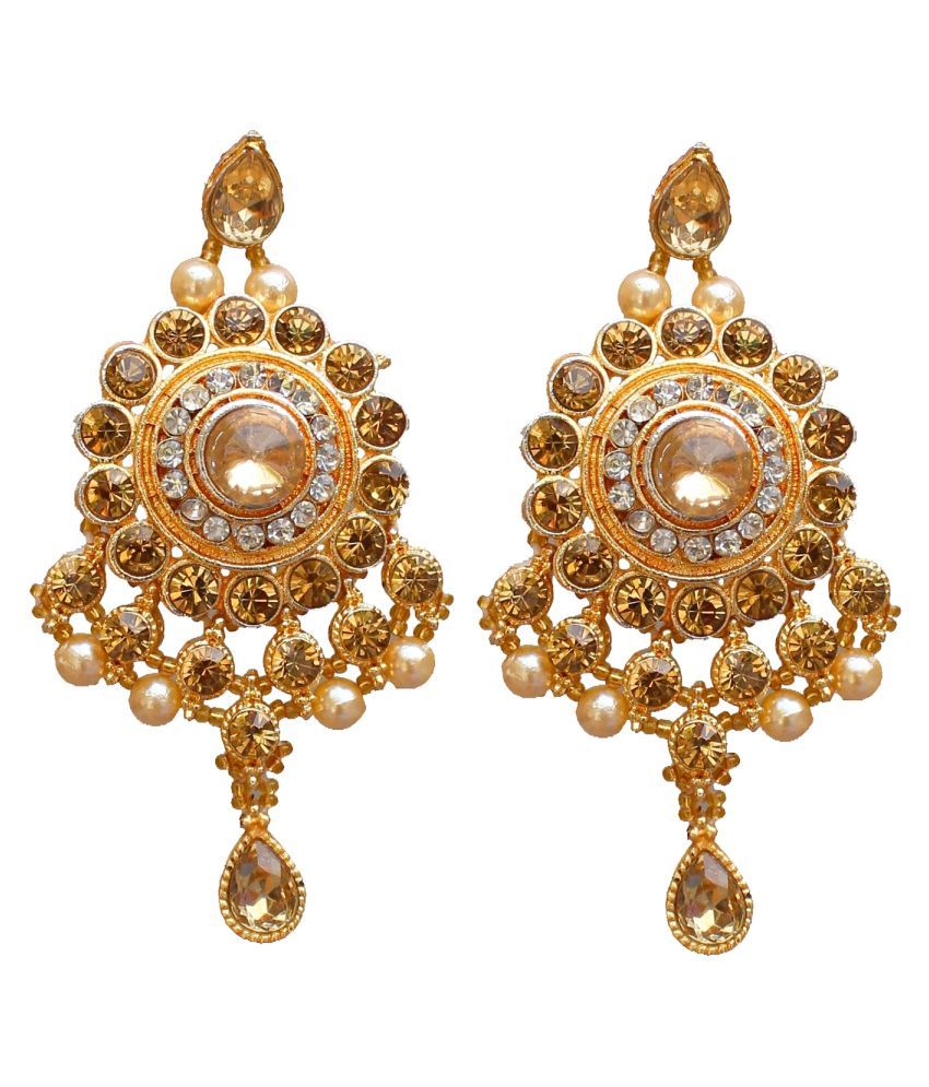 Lucky Jewellery Designer Golden Color Gold Plated Pearl And Stone