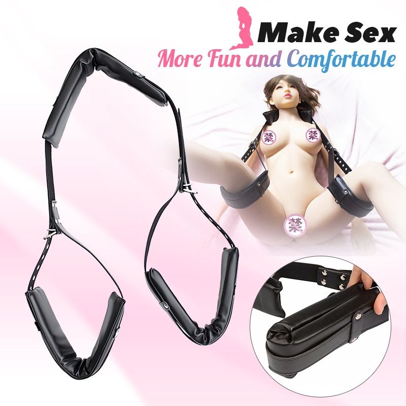 Unisex BDSM Crazy Sex Bondage Knee Restraint Open Leg Sling Bed