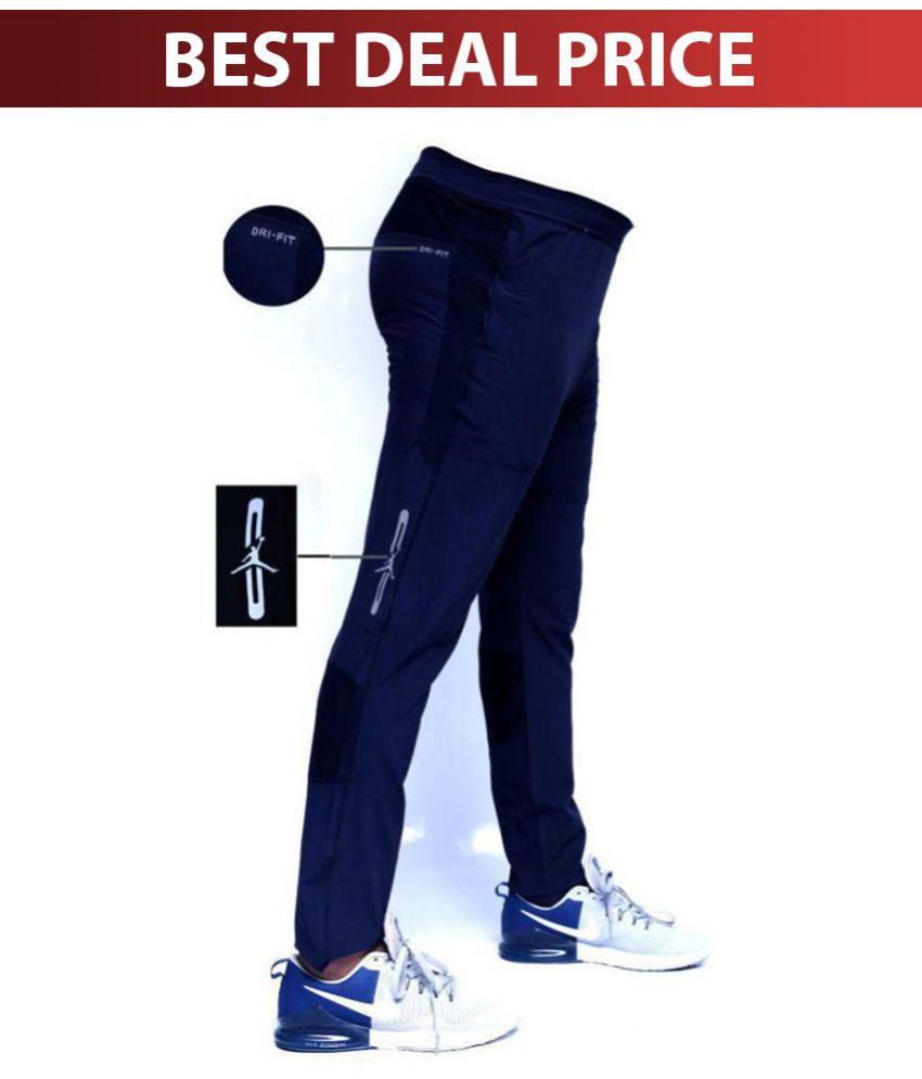 Nike Blue Polyester Lycra Trackpants Single Buy Nike Blue Polyester