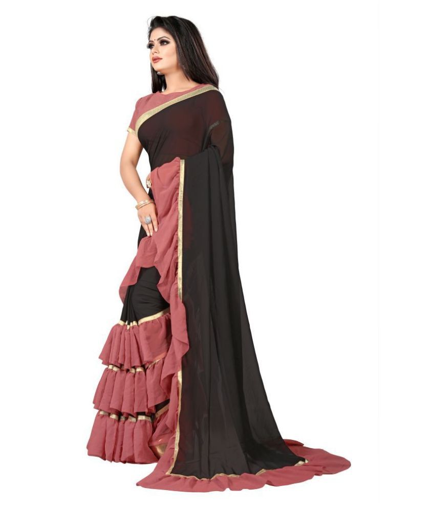 Anjaneya Sarees Red Green Georgette Saree Combos Buy Anjaneya Sarees