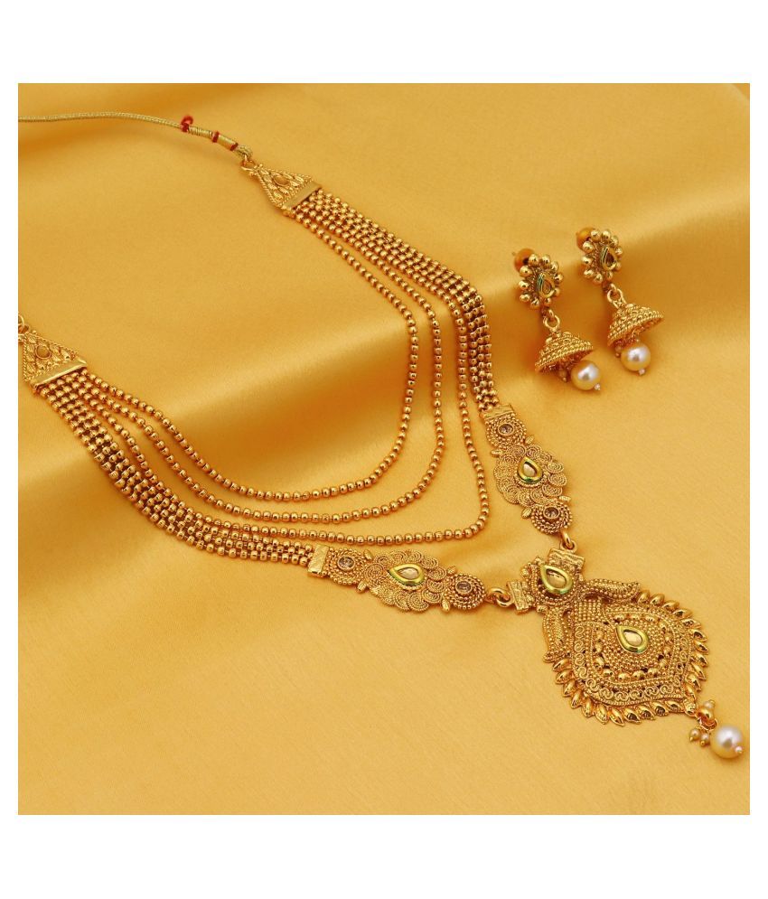 Sukkhi Alloy Golden Long Haram Traditional Kt Gold Plated Necklaces