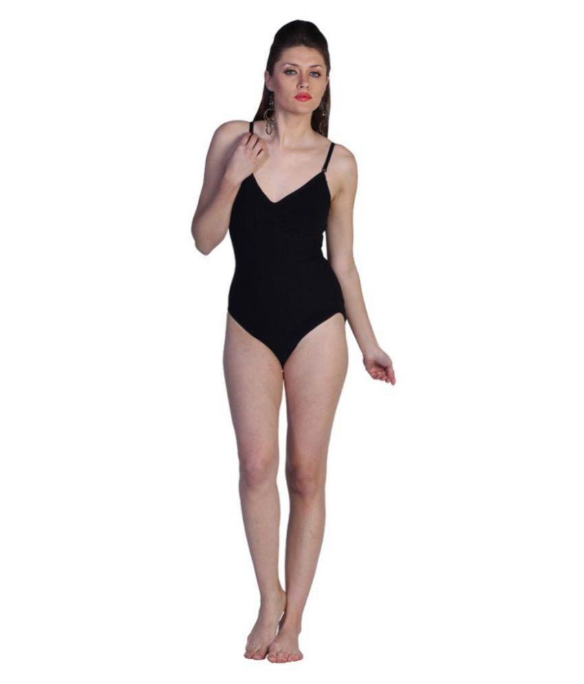 Buy Fascinating Lingerie Synthetic Black One Piece Swimsuit Without