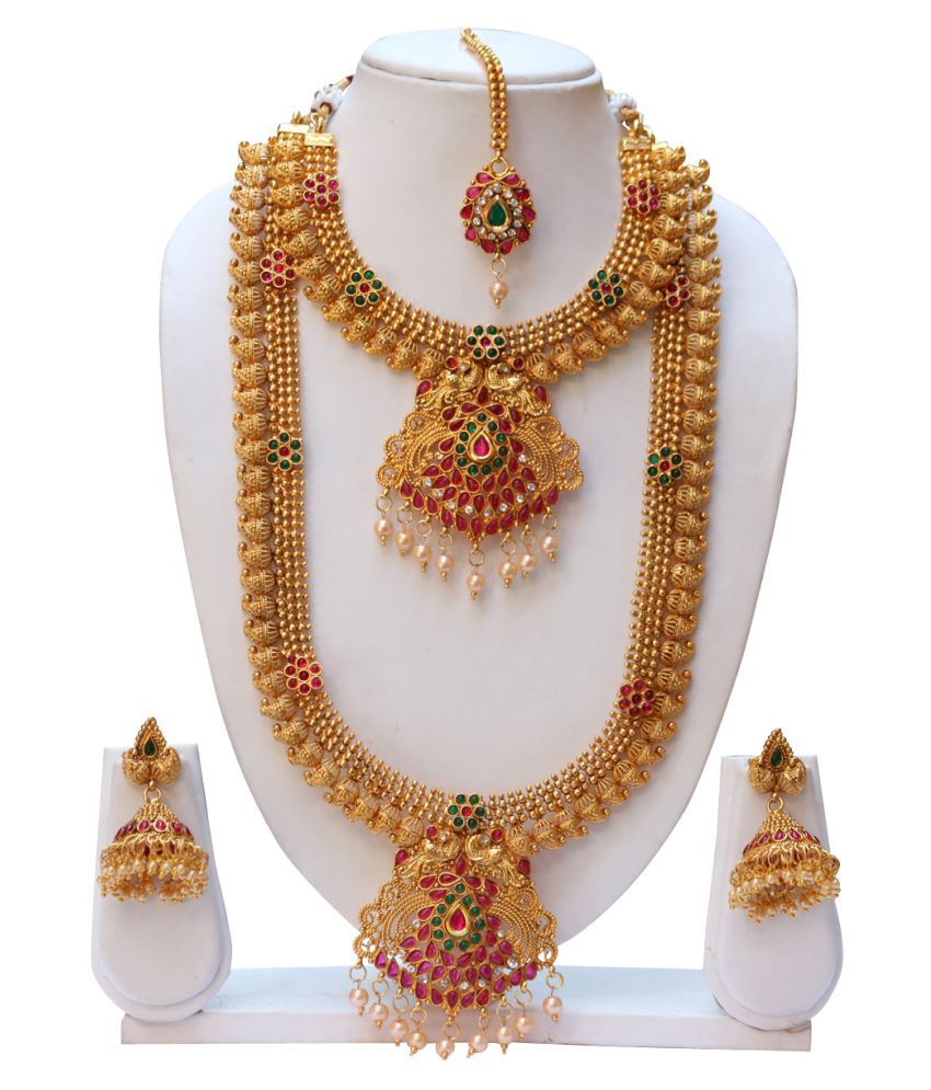 Swarajshop Copper Golden Choker Designer Kt Gold Plated Necklaces