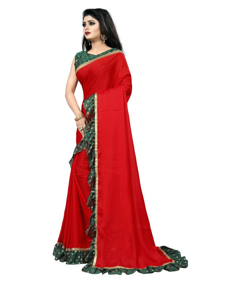 Anjaneya Sarees Brown Red Georgette Saree Combos Buy Anjaneya Sarees