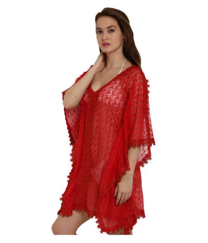 Buy Fascinating Lingerie Poly Cotton Red Cover Ups Online At Best