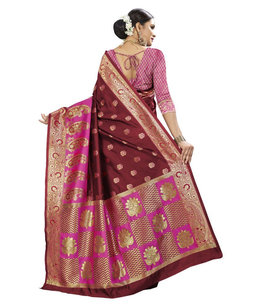 Jhabroo Red Banarasi Silk Saree Buy Jhabroo Red Banarasi Silk Saree