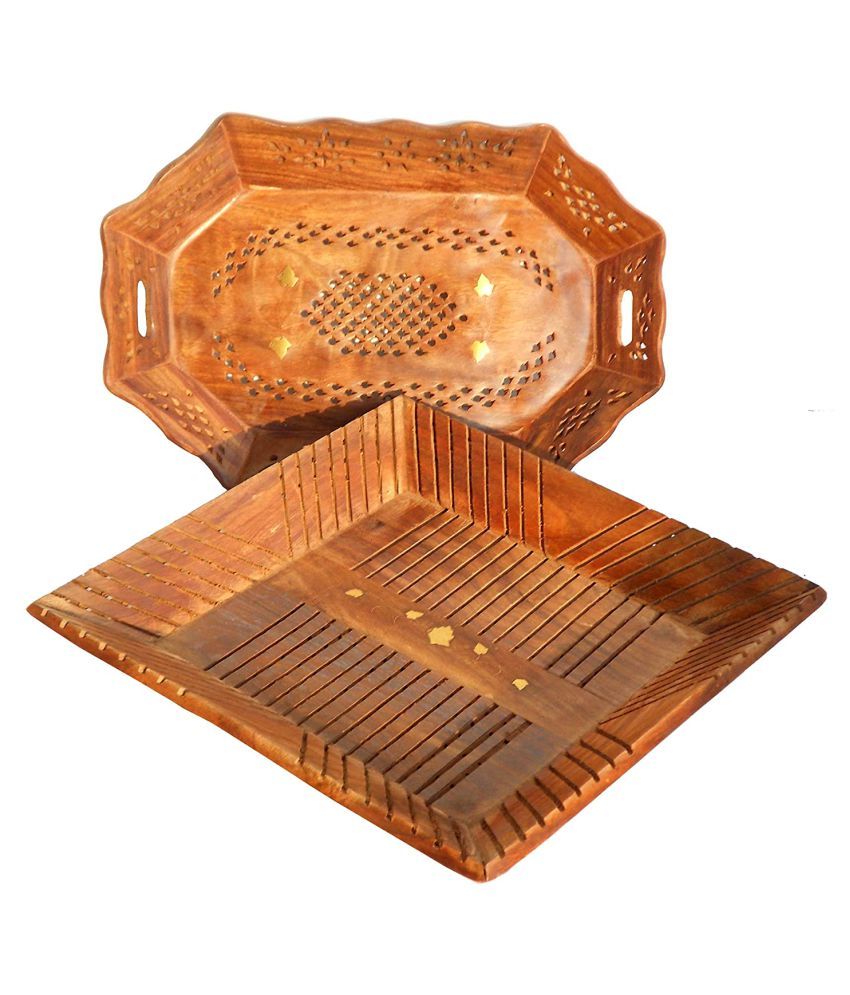 New Era Wood Carving Art Square Wooden Bar Tray Pcs Buy Online At