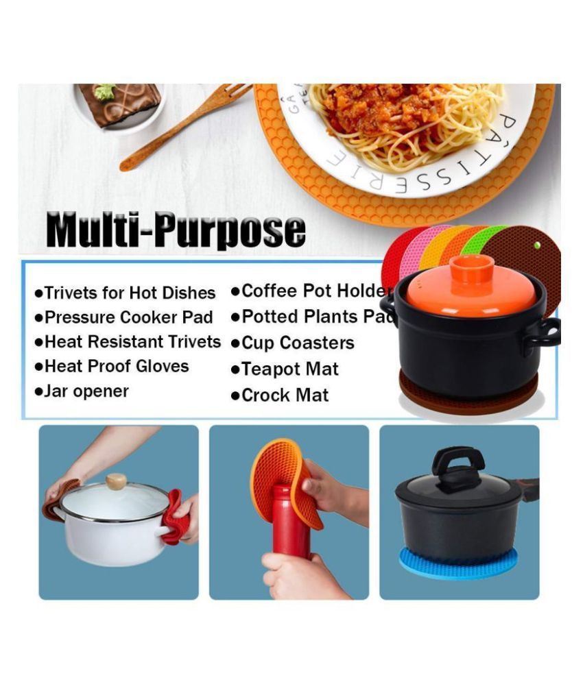 Multipurpose Silicon Round Hot Pots Holder Mats Heat Resistant Disc