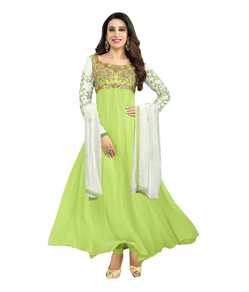 Amazing Deals Green Faux Unstitched Dress Material Buy