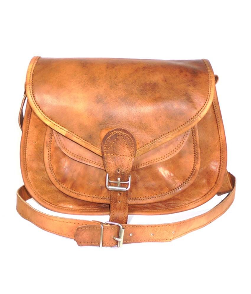 Adimani Brown Leather Sling Bags - Buy Adimani Brown Leather Sling Bags Online at Low Price ...