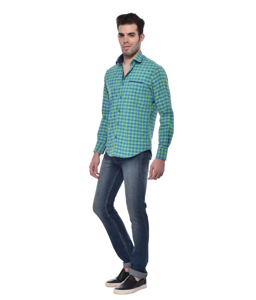 dark green checks shirt