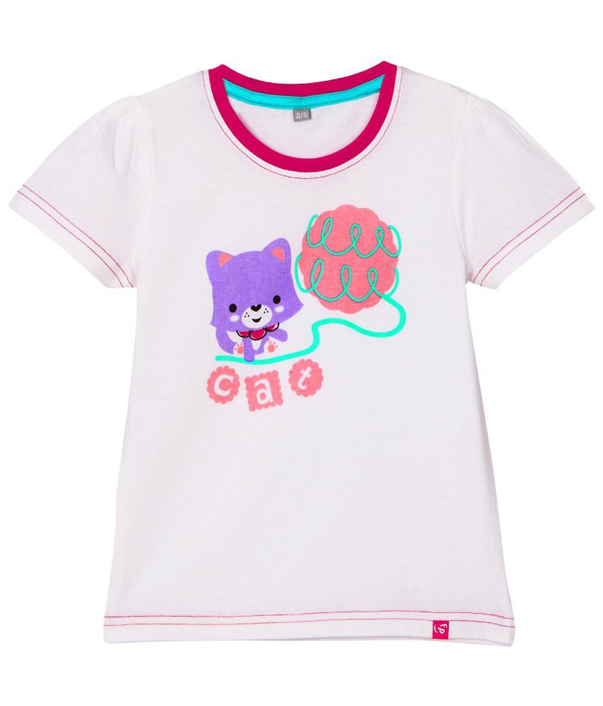 Fisher-Price White & Pink Half Sleeve T shirt for Girls - Buy Fisher ...