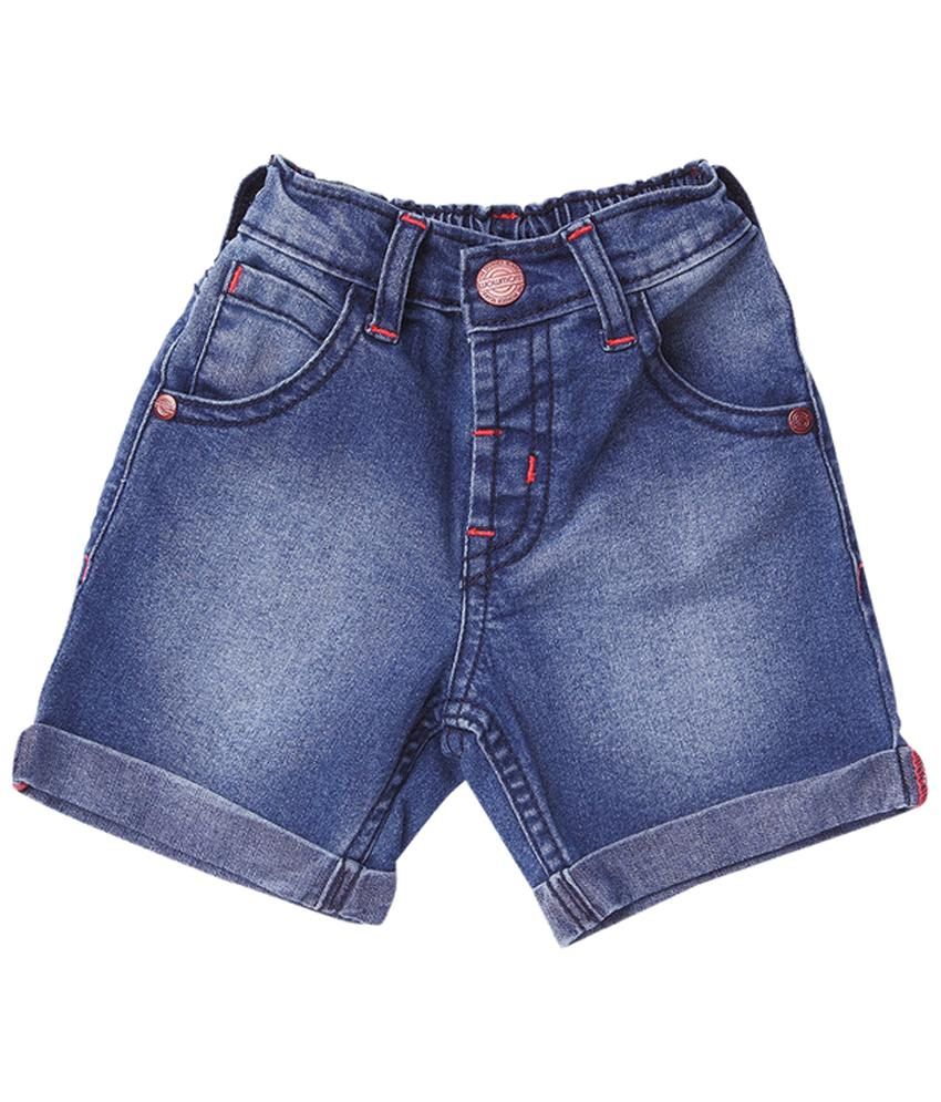 bright blue denim shorts