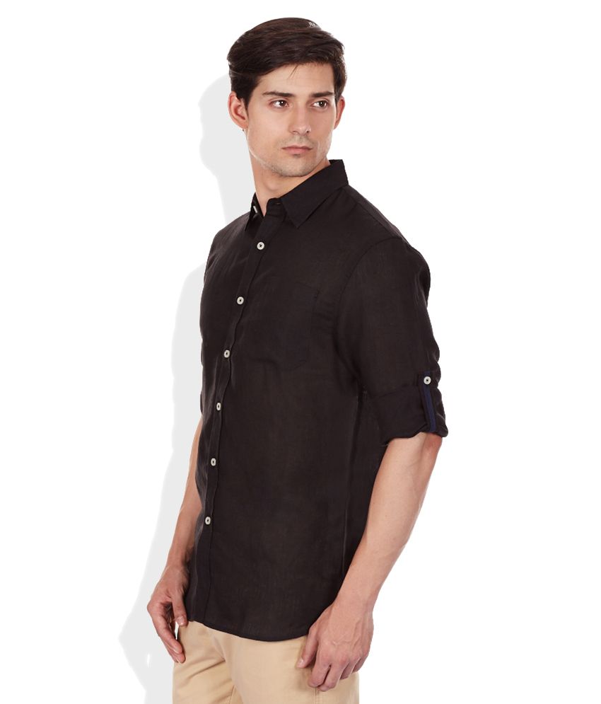 Giordano Black Slim Fit Linen Shirt Buy Giordano Black Slim Fit Linen