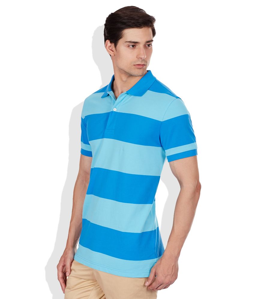 blue polo neck t shirt