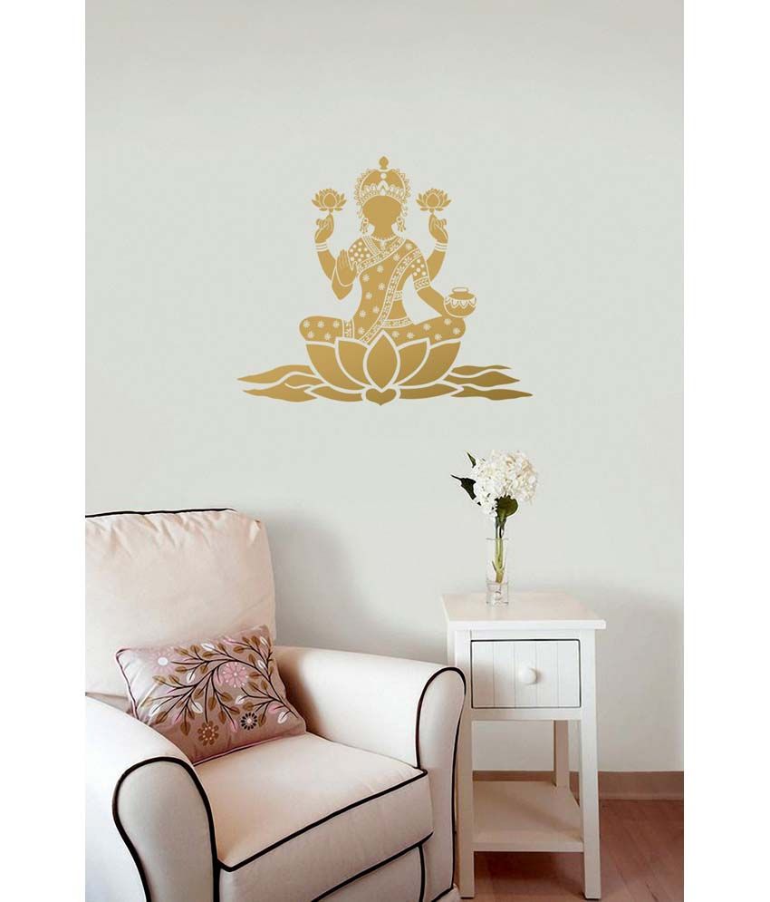    			WallDesign Lotus Lakshmi Gold Wall Sticker (Medium)