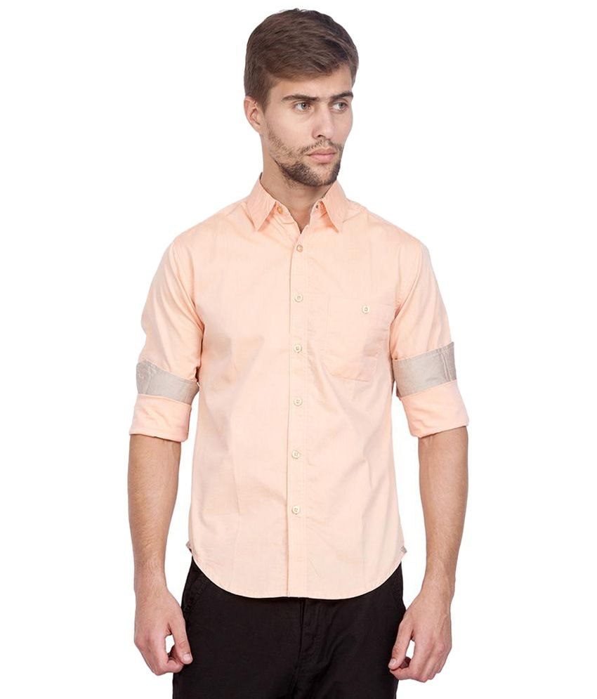 peach colour formal shirt