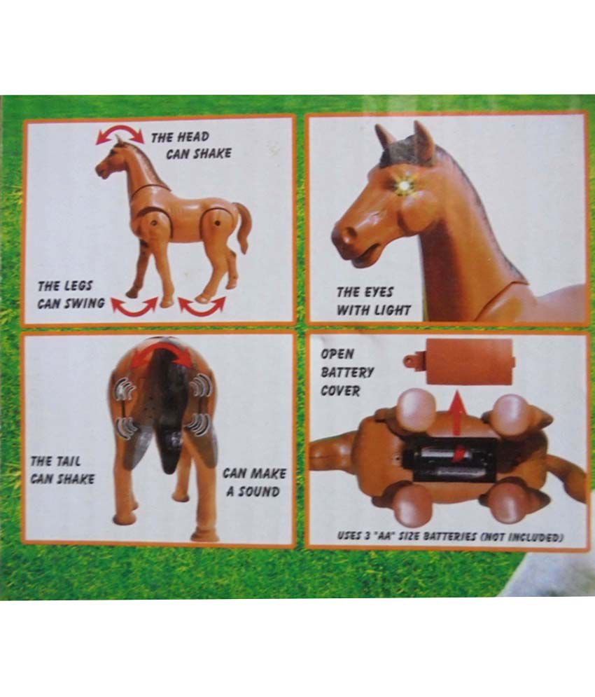 Battery Operated Horse Walking Shaking Light-Up Eyes Make Sound Race NO-Remote 