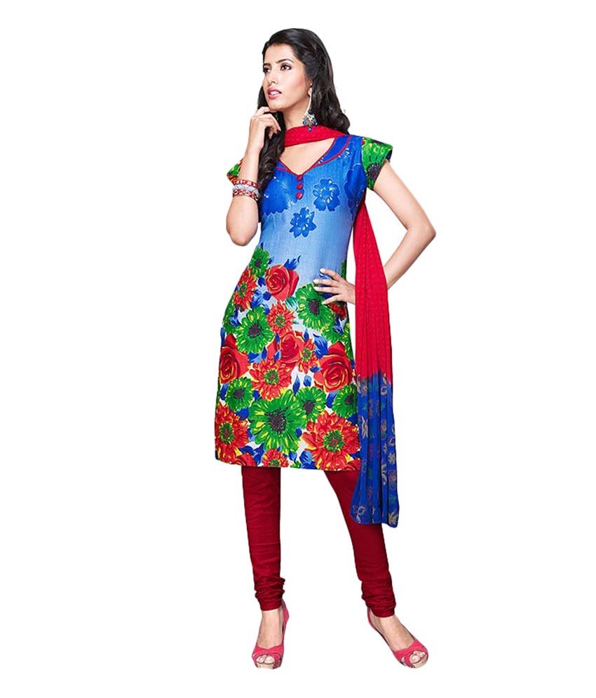 Diva's Multicoloured Cotton Unstitched Dress Material Buy Diva's
