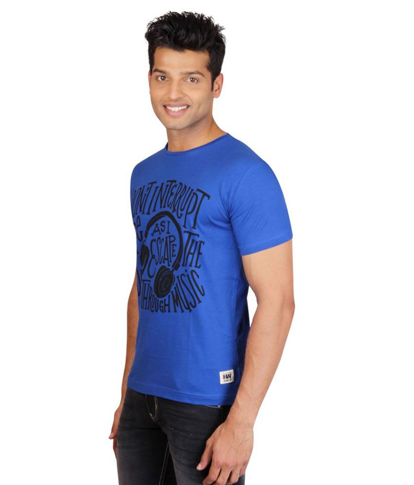 HW Blue Cotton T Shirt - Buy HW Blue Cotton T Shirt Online at Low Price ...