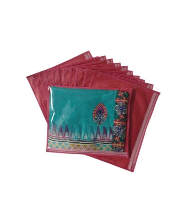     			Non-Woven Saree Cover Cloth Storage & Organizer ,Red ( Pack of 12 ) Single Saree Cover