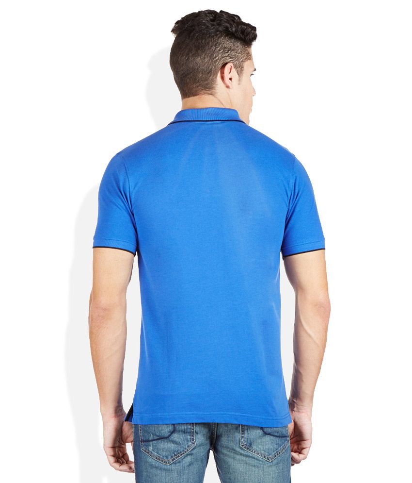 blue polo neck t shirt