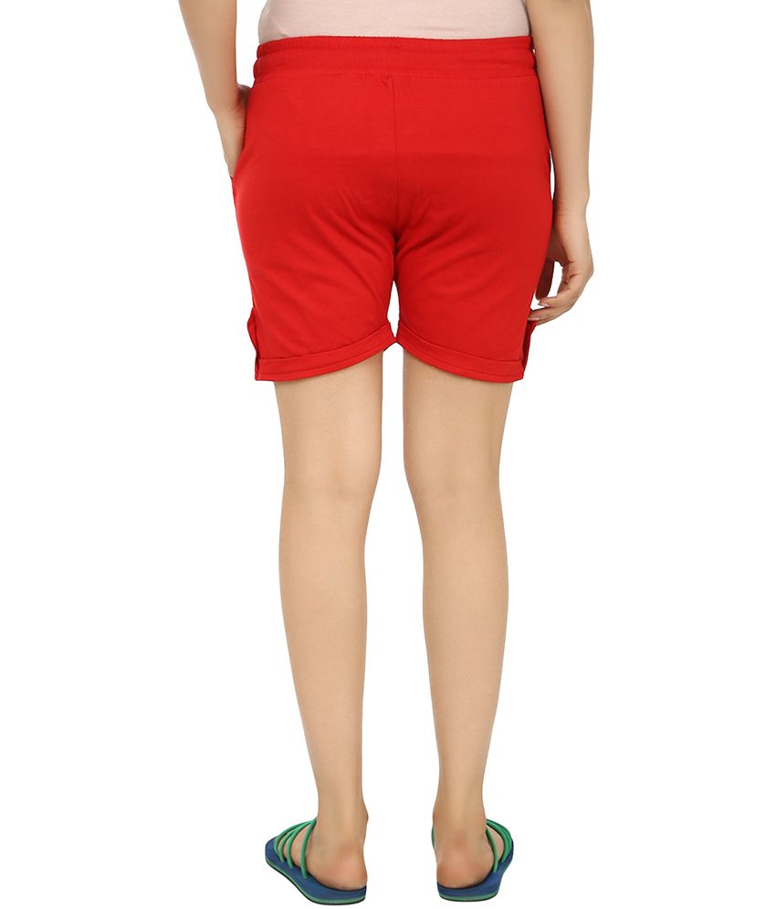 Buy Teemoods Red Cotton Shorts Online at Best Prices in India Snapdeal