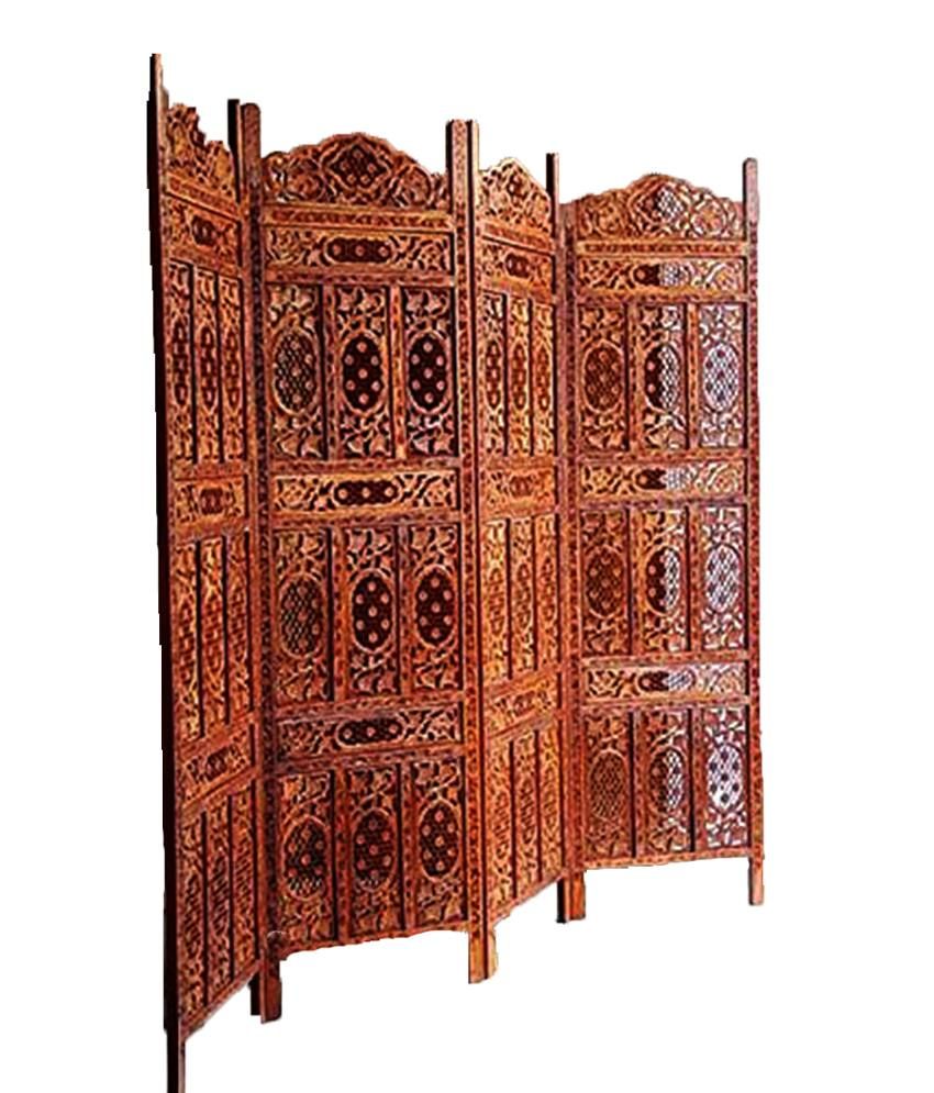 Aarsun Woods Hand-carved Wooden Partition Screen/ Room Divider In Mango ...