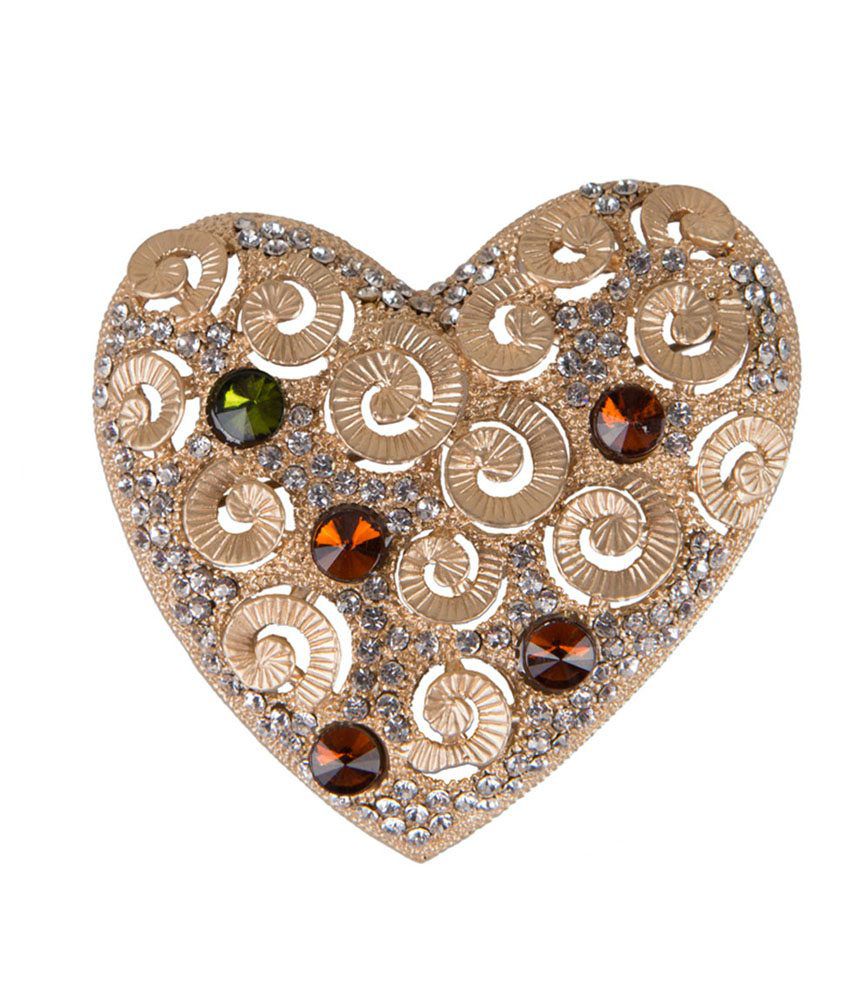 Taj Pearl Brown Designer Heart Crystals Brooch: Buy Taj Pearl Brown ...