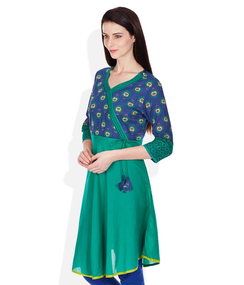 Anahi Green Cotton Kurti Buy Anahi Green Cotton Kurti Online at Best