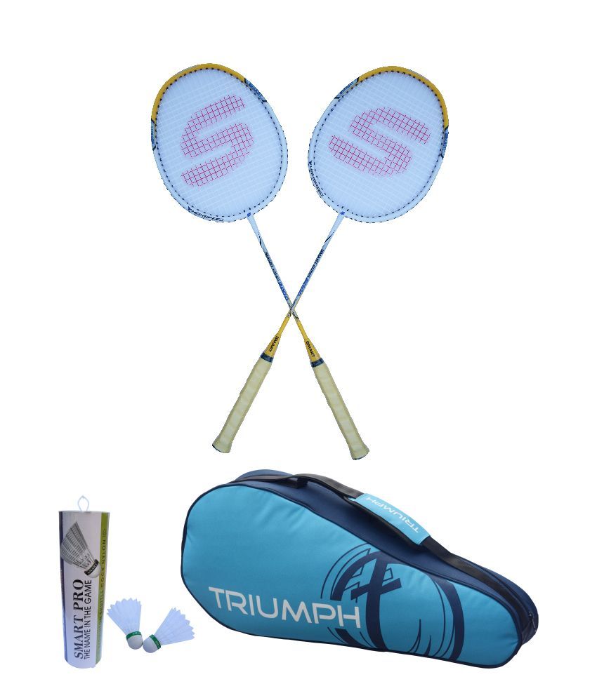 Triumph Smart 9000 Badminton 2 Racket White Yellow + 1 Pro302