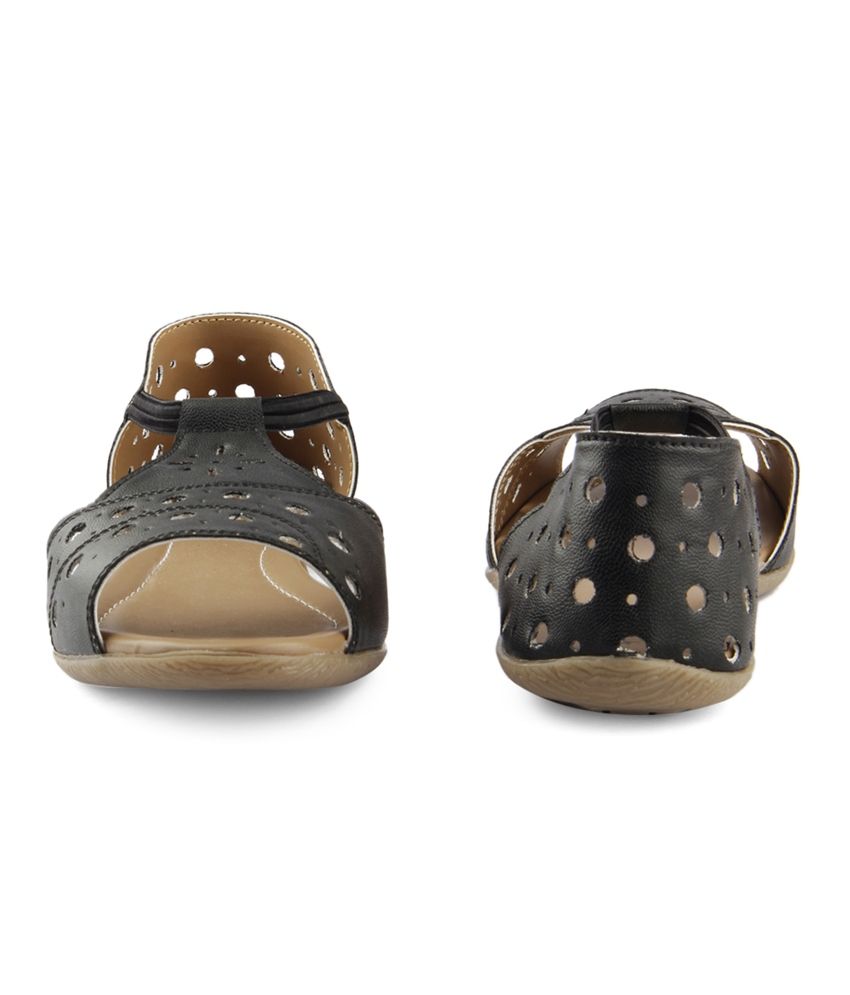 peep toe black flat sandals