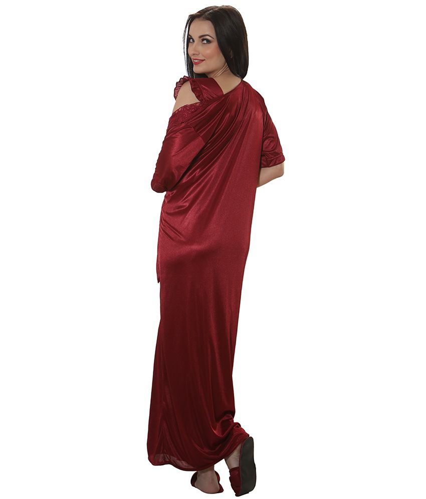 Buy Clovia Maroon Satin Robe Online at Best Prices in India - Snapdeal