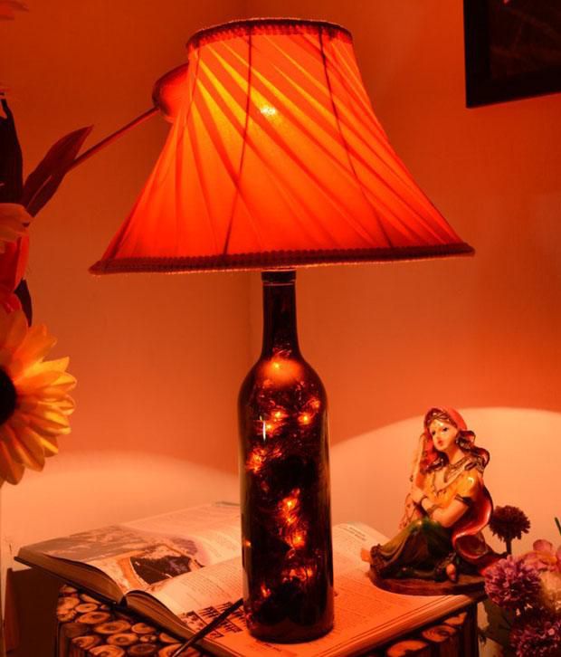 Yashasvi Orange Black Table Lamp, Red Sunflower Table Lamp