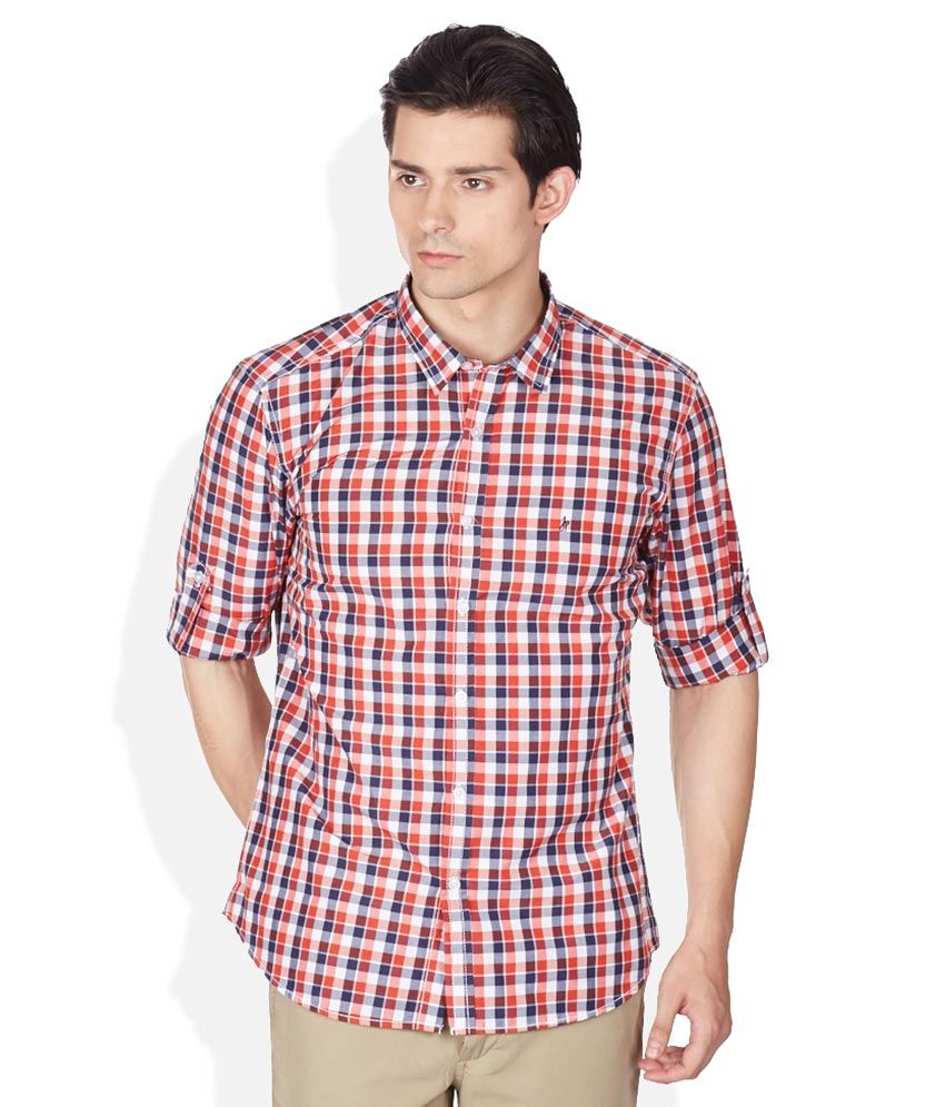 John Players Red Slim Fit Shirt - Buy John Players Red Slim Fit Shirt ...