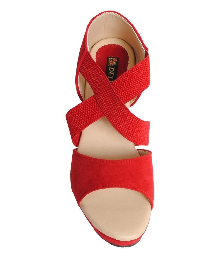 red flat platform sandals