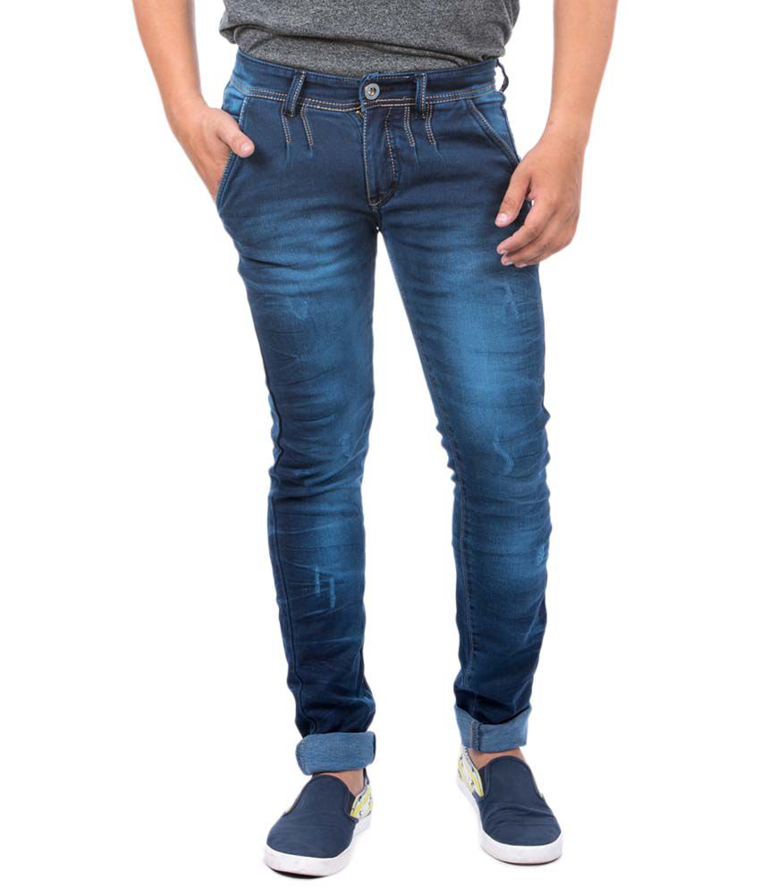 Jeanster Blue Cotton Blend Skinny Jeans - Buy Jeanster Blue Cotton ...