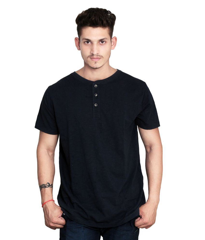 VSI Brands Black Half Sleeves Cotton Round Neck Shirt - Buy VSI Brands ...