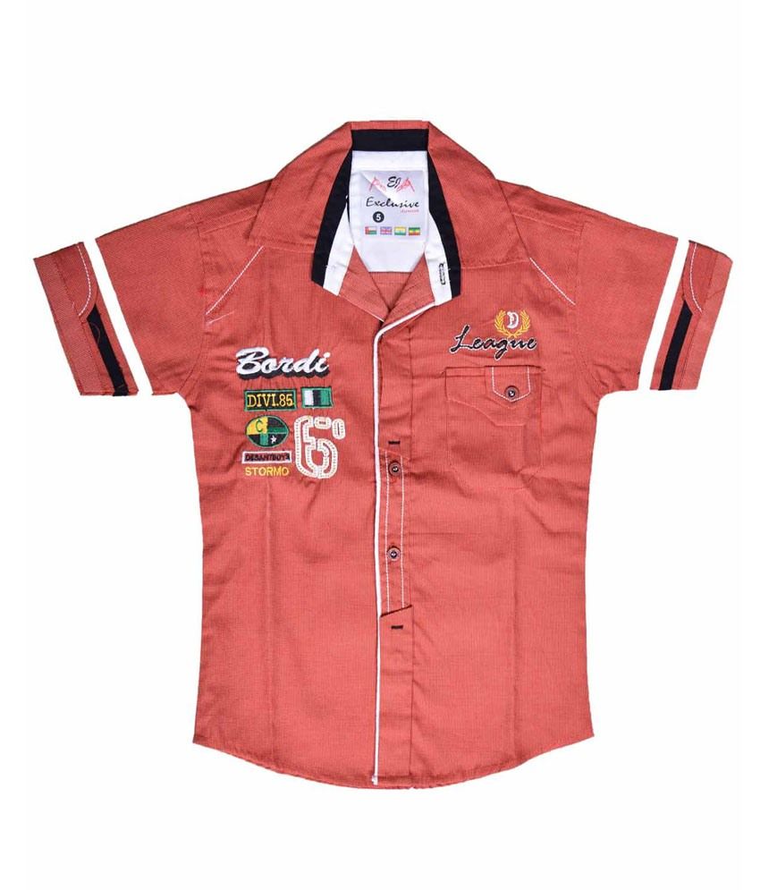     			British Terminal Orange Cotton Solid Design Shirt For Boys