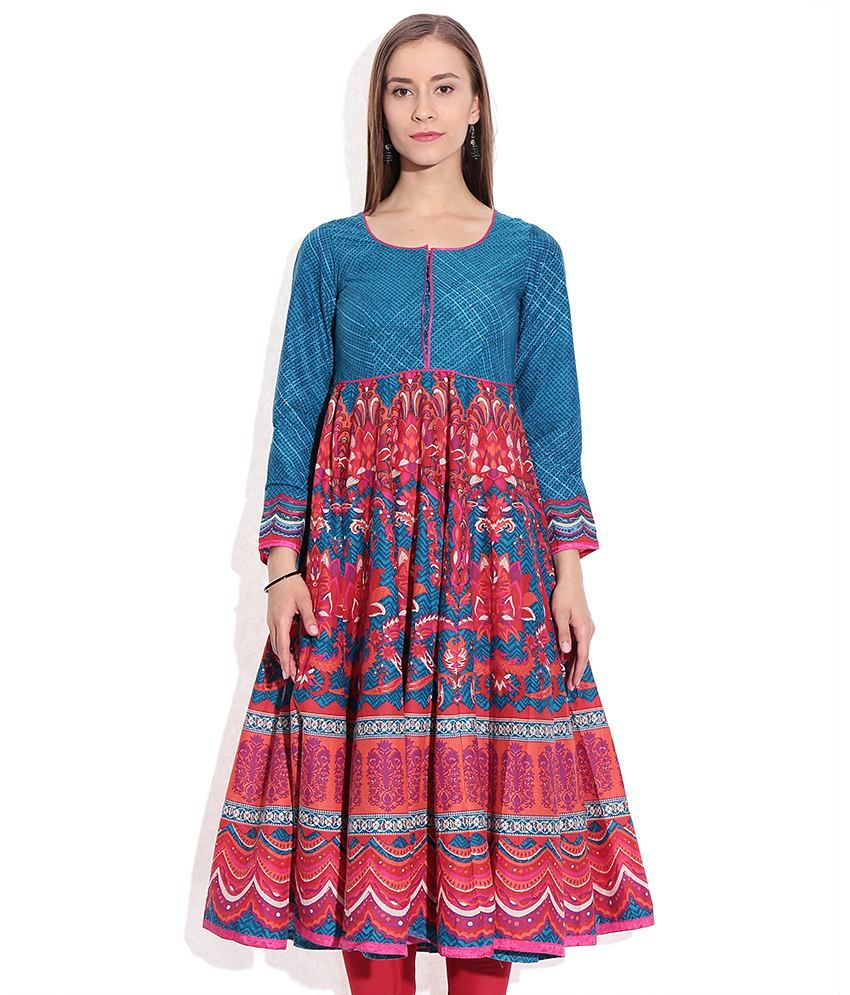biba blue printed kurta