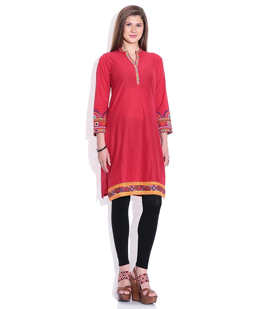 Biba Red Printed Kurta Buy Biba Red Printed Kurta Online at Best
