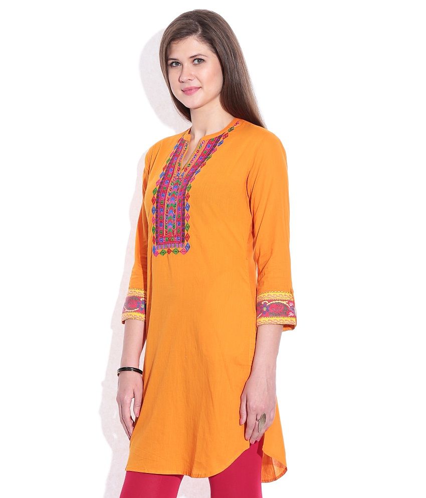 Biba Yellow Embroidered Kurta Buy Biba Yellow Embroidered Kurta