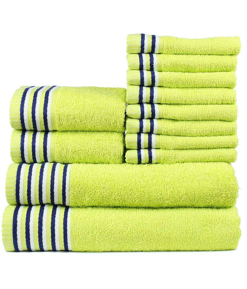     			Trident Set of 12 Cotton Towels - Green