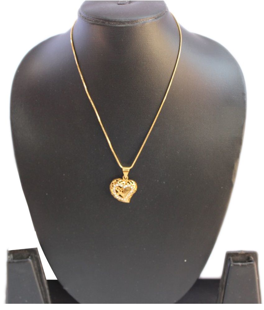 24carat Gold 18ct Gold Plated Heart Pendant with Free Gold and Rodium ...