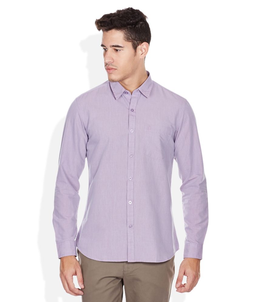 John Players Purple Regular Fit Casual Shirt - Buy John Players Purple ...
