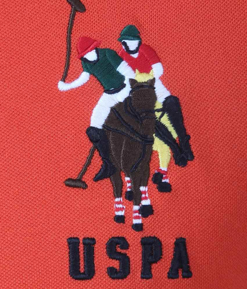 USPA Orange and Black Polo Neck Half sleeves T-shirt - Buy USPA Orange ...